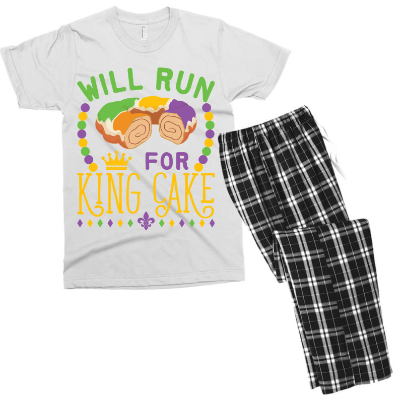 Mardi Gras Running Will Run For King Cake Funny Runner Men's T-shirt Pajama Set | Artistshot