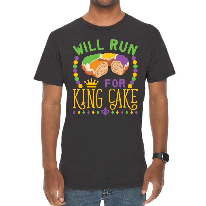 Mardi Gras Running Will Run For King Cake Funny Runner Vintage T-shirt | Artistshot