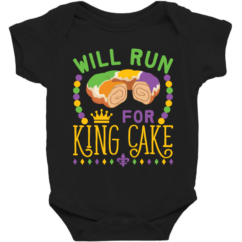 Mardi Gras Running Will Run For King Cake Funny Runner Baby Bodysuit | Artistshot