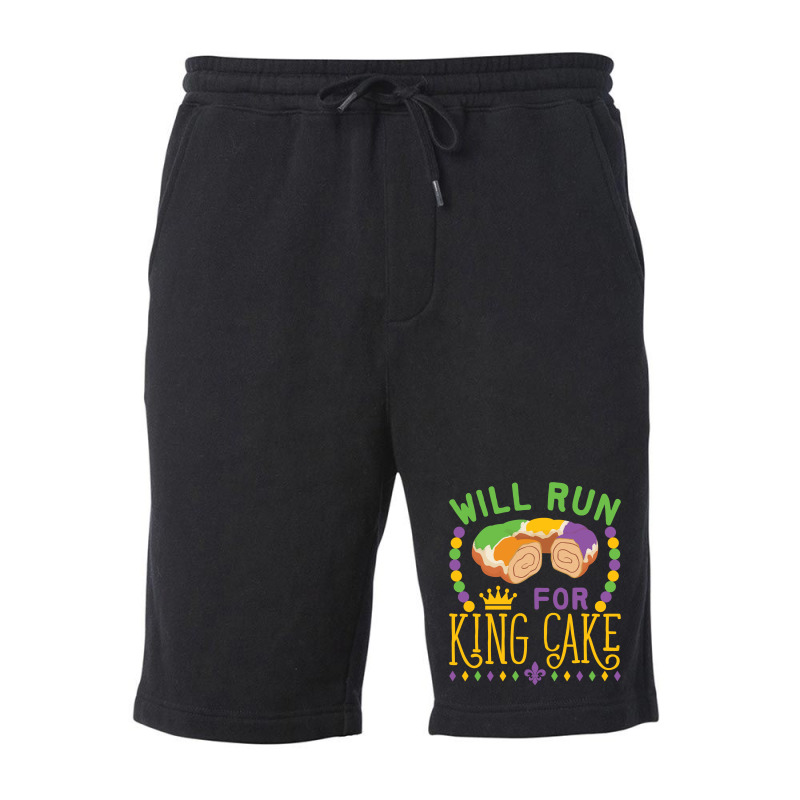 Mardi Gras Running Will Run For King Cake Funny Runner Fleece Short | Artistshot