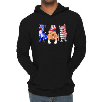 American Flag Pitbull Shirt 4 July Celebrate Funny Dog Lover T-shirt Lightweight Hoodie | Artistshot