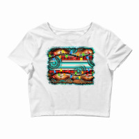 Turquoise Aztec Serape Christmas Background Crop Top | Artistshot