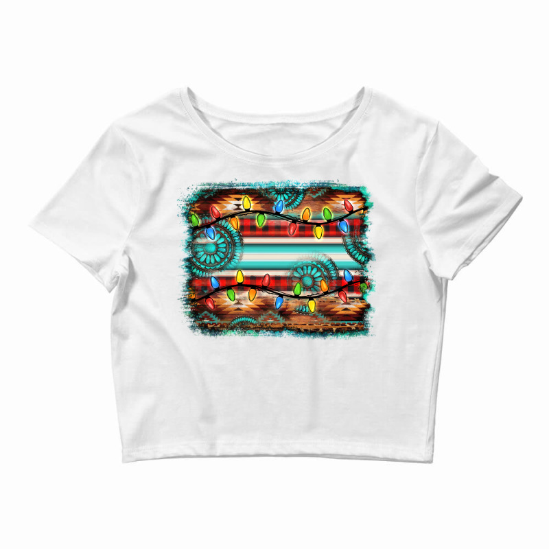 Turquoise Aztec Serape Christmas Background Crop Top | Artistshot