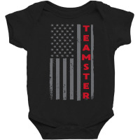 Teamster American Flag Patriotic Truck Driver Us Trucking T Shirt Baby Bodysuit | Artistshot