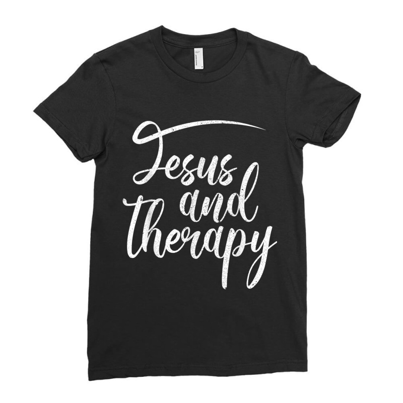 Jesus And Therapy Religious Christian Humor Art Ladies Fitted T-Shirt by Aria-Proctor | Artistshot