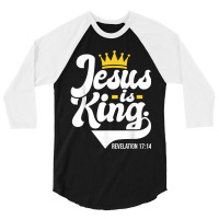 Jesus Is King Revelation 1714 - Christian Religious Bible Characters V 3/4 Sleeve Shirt | Artistshot