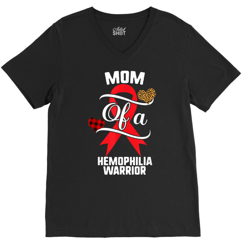 Mom Hemophilia Awareness Leopard Buffalo Plaid Family Gift T Shirt V-Neck Tee by AdvaitaLanderos | Artistshot