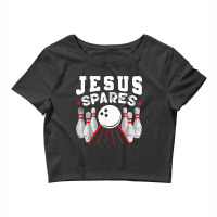 Jesus Spares Funny Christian Bowling Music Vintage Crop Top | Artistshot