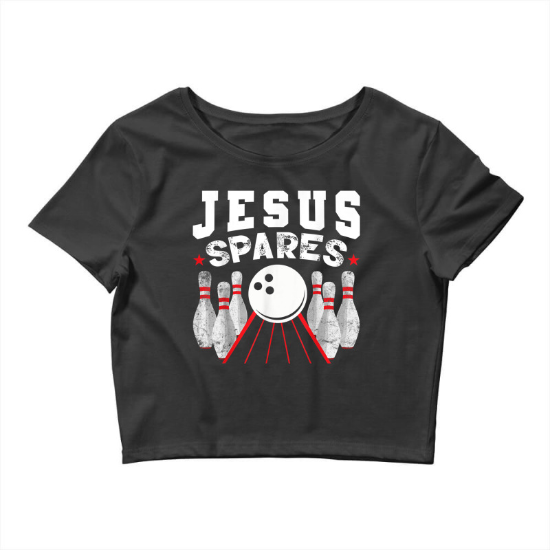 Jesus Spares Funny Christian Bowling Music Vintage Crop Top by Aria-Proctor | Artistshot