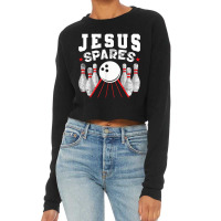 Jesus Spares Funny Christian Bowling Music Vintage Cropped Sweater | Artistshot