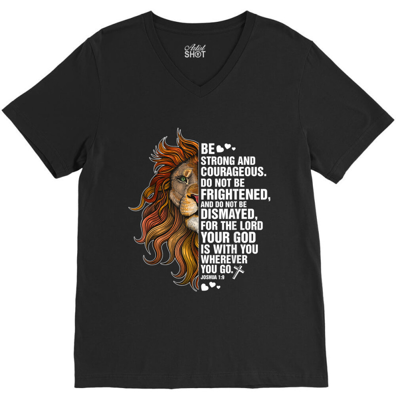 Joshua 19 Christian Shirt Bible Be Courageous Men Boy Gift Men V-Neck Tee by Aria-Proctor | Artistshot