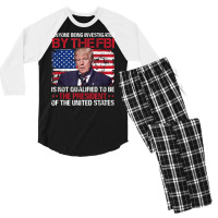 Anyone Being Investigated Trump American Flag T Shirt Men's 3/4 Sleeve Pajama Set | Artistshot