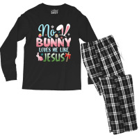 No Bunny Loves Me Like Jesus Easter Christian Religious Retro Vintage Men's Long Sleeve Pajama Set | Artistshot