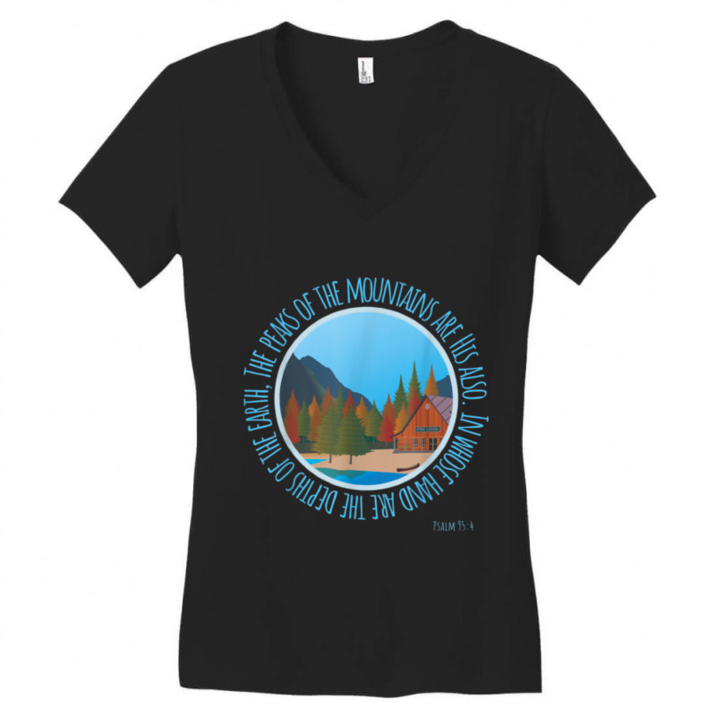 Psalm 954 Mountains Earth Are His Christian Bible Verse Characters Car Women's V-Neck T-Shirt by Aria-Proctor | Artistshot