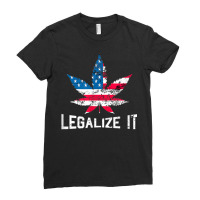 Legalize It Pro Marijuana Cannabis Leaf Shirt American Flag Ladies Fitted T-shirt | Artistshot