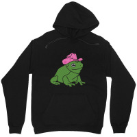 Frog With A Pink Cowboy Hat Sticker Unisex Hoodie | Artistshot