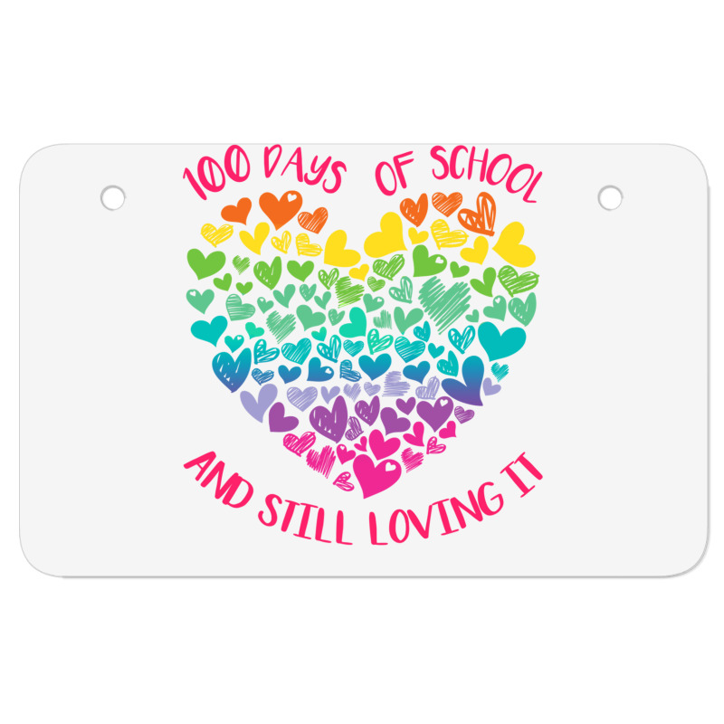 Cute 100 Days Of School And Still Loving It Hearts 100th Day Long Slee Atv License Plate | Artistshot