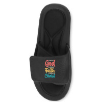 Jesus A Child Of God A Woman Of Faith A Warrior Of Christ Slide Sandal | Artistshot