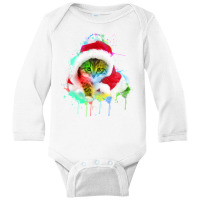 Merry Christmas Cat Long Sleeve Baby Bodysuit | Artistshot