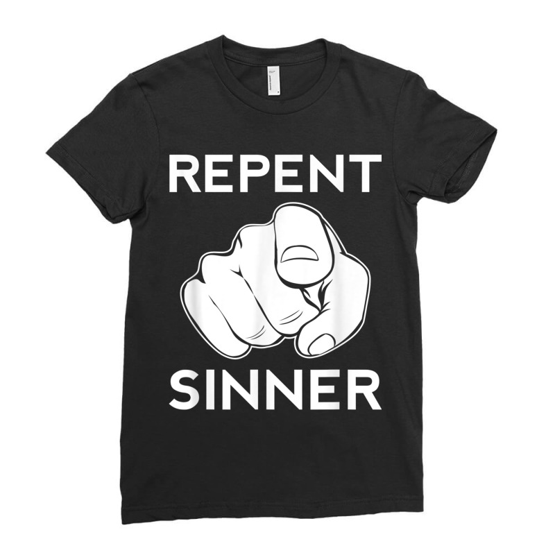 Repent Sinner Funny Christian Bible Jesus Lord Savior Reject Vintage R Ladies Fitted T-Shirt by Aria-Proctor | Artistshot