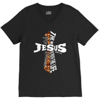 Retro Leopard Cross Christian Quote Bible Verse Religious Music Retro V-neck Tee | Artistshot