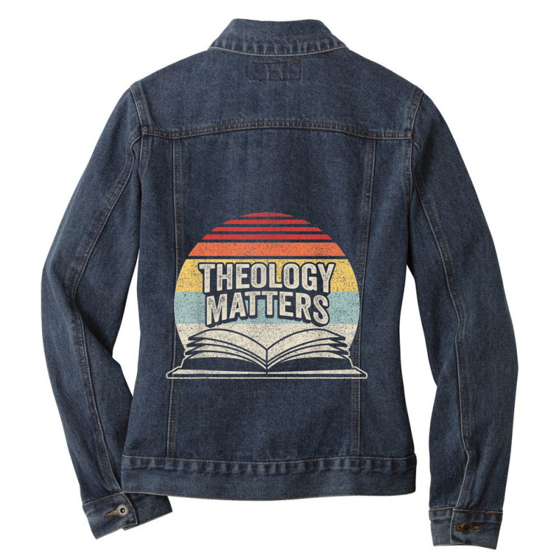 Retro Vintage Theology Matters Reformed Christian Characters Video Gam Ladies Denim Jacket by Aria-Proctor | Artistshot