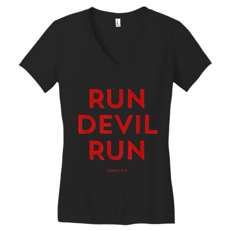 Run Devil Run James 47 Bible Music Vintage Retro Women's V-Neck T-Shirt by Aria-Proctor | Artistshot