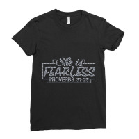 She Is Fearless Proverbs 31 25 Rhinestone Funny Christian Music Vintag Ladies Fitted T-shirt | Artistshot