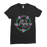 She Is Strong Proverbs 3125 - Bible Verse Floral Wreath Day Gift Ladies Fitted T-shirt | Artistshot