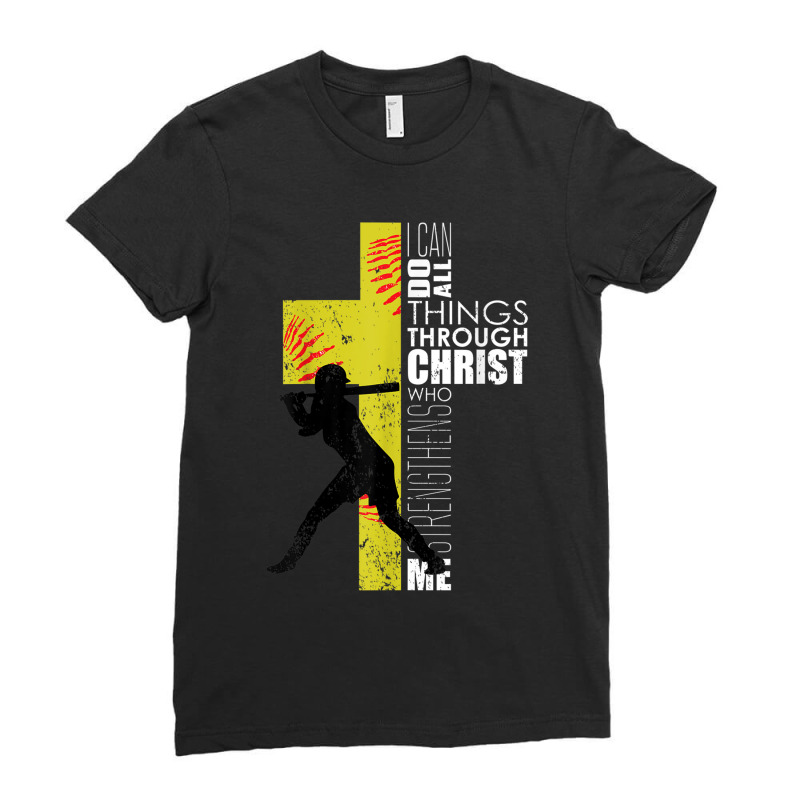 Softball Gifts Players Teen Girls Women Christian Religious Gifts Men Ladies Fitted T-Shirt by Aria-Proctor | Artistshot