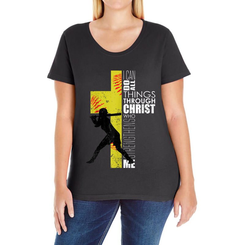 Softball Gifts Players Teen Girls Women Christian Religious Gifts Men Ladies Curvy T-Shirt by Aria-Proctor | Artistshot