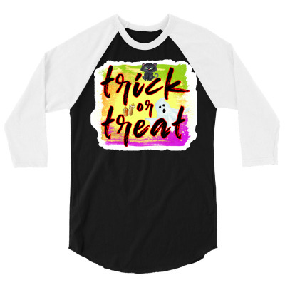 Trick Or Treat Halloween 3/4 Sleeve Shirt Designed By Danieart