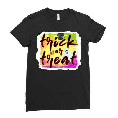 Trick Or Treat Halloween Ladies Fitted T-shirt Designed By Danieart