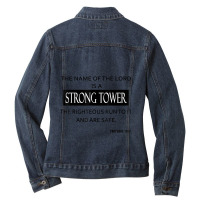 The Name Of The Lord Is A Strong Tower Bible Scripture Funny Gift Ladies Denim Jacket | Artistshot