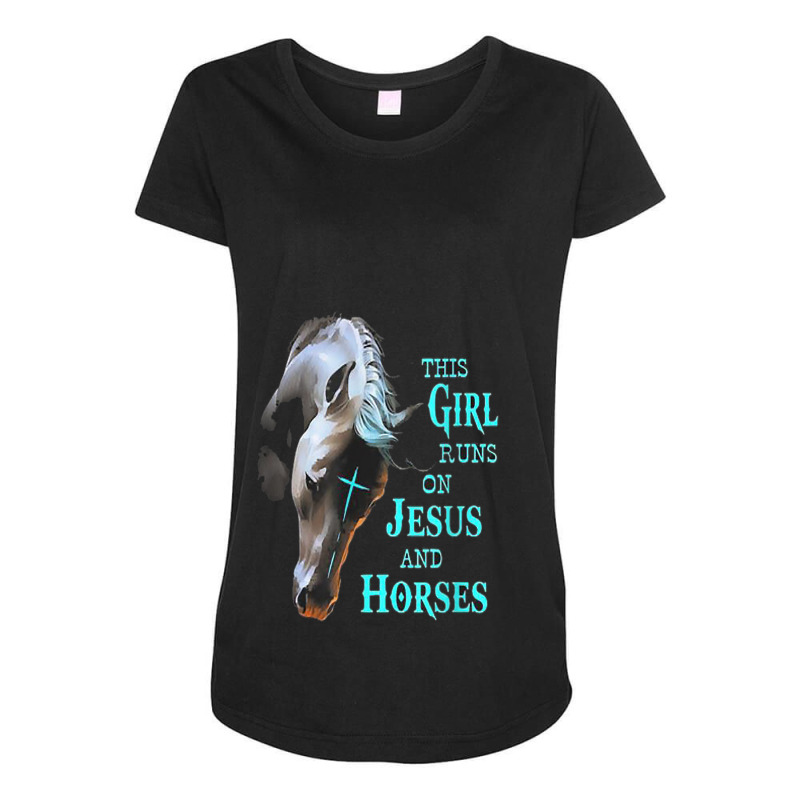 This Girl Runs On Jesus And Horses Music Vintage Retro Maternity Scoop Neck T-shirt by Aria-Proctor | Artistshot