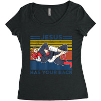 Jiu Jitsu S Jesus Has Your Back Mens Bjj Mma Jujitsu Women's Triblend Scoop T-shirt | Artistshot