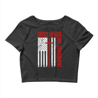 Trust In God Not The Government Patriotic Christian Usa Flag Funny Gif Crop Top | Artistshot