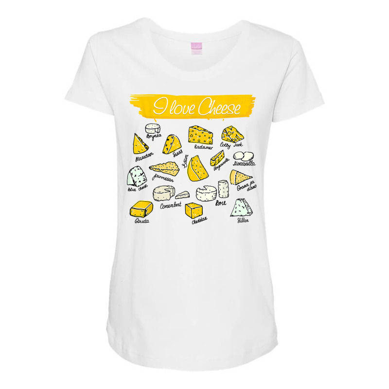 Funny Cheese Shirt  I Love Cheese  Types Of Cheese Lovers T Shirt Maternity Scoop Neck T-shirt by gehriglyssy | Artistshot