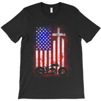 Vintage Motor Bike Usa Flag Christian Faith For Bikers Retro Vintage T-shirt | Artistshot