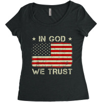 Vintage Old American Flag In God We Trust Christian Vintage Women's Triblend Scoop T-shirt | Artistshot