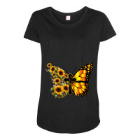 Vintage Women Men Faith Cross Sunflower Butterfly Christian Cartoon Ch Maternity Scoop Neck T-shirt | Artistshot