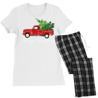 Vintage Wagon Christmas Long Sleeve Shirt   Tree On Truck Women's Pajamas Set | Artistshot