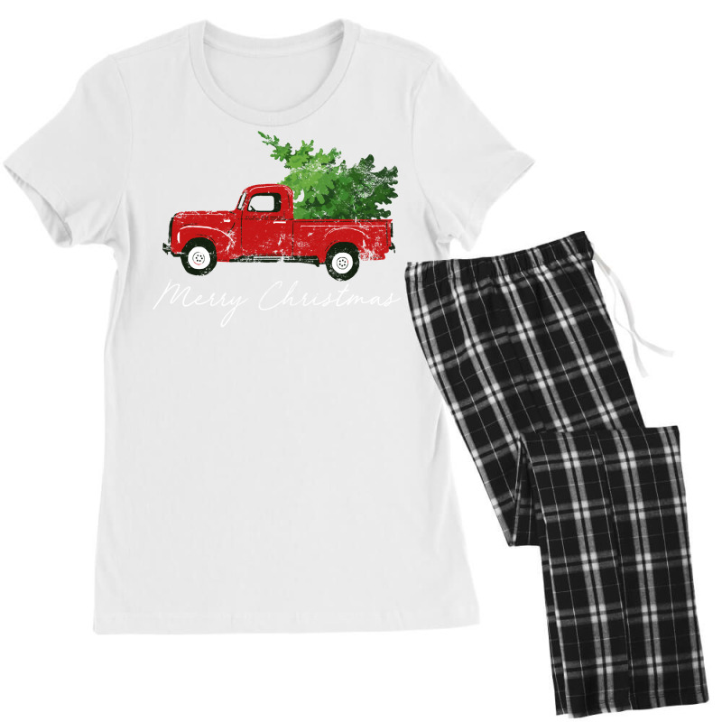 Vintage Wagon Christmas Long Sleeve Shirt   Tree On Truck Women's Pajamas Set by ChristineWeber89 | Artistshot