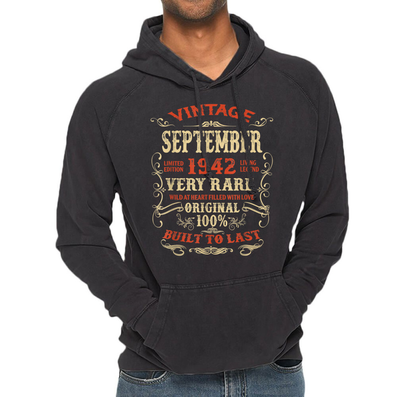 Vintage 80 Years Old September 1942 80th Bday Gift Idea T Shirt Vintage Hoodie | Artistshot