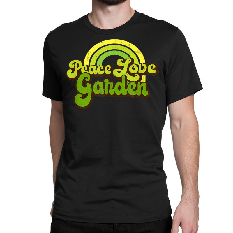  PEACE LOVE GARDEN - Rainbow, Groovy Hippie T-Shirt