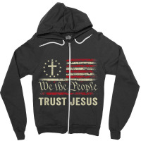 We The People Trust Jesus - Usa Flag Christian Patriotic Music Retro Zipper Hoodie | Artistshot