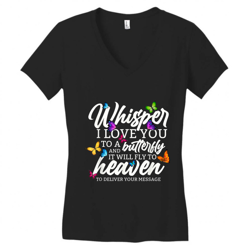 Whisper I Love You - Butterfly And Religious Painting Women's V-Neck T-Shirt by Aria-Proctor | Artistshot