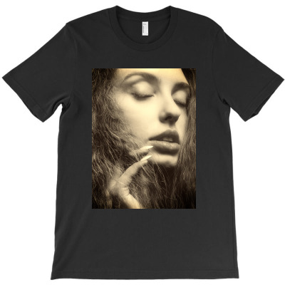 Girl With Closed Eyes T-shirt Designed By Printcat
