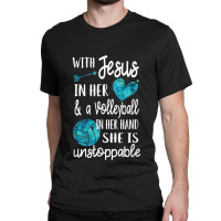 With Jesus In Her Heart Christian Volleyball Retro Vintage Classic T-shirt | Artistshot