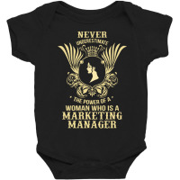 Never Underestimate The Marketing Manager Baby Bodysuit | Artistshot